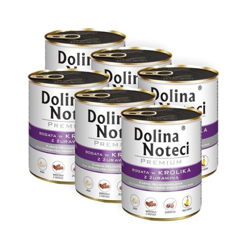 Karma dla psa DOLINA NOTECI Premium bogata w królika z żurawiną 6 x 800 g