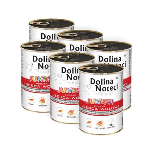 Karma dla psa DOLINA NOTECI Premium Junior Serca Wołowe 6 x 400 g