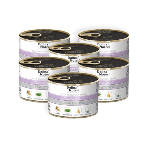 Karma dla psa DOLINA NOTECI Premium z królikiem, fasolką i ryżem brązowym 6 x 185 g