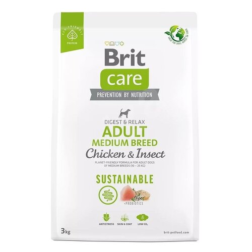 Karma dla psa BRIT CARE Dog Sustainable Adult Medium Breed Kurczak i owady 3 kg