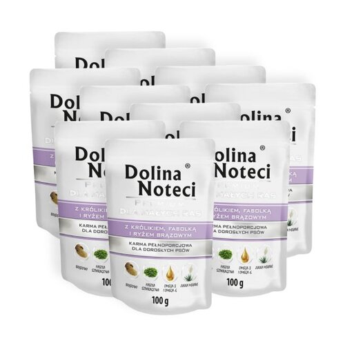 Karma dla psa DOLINA NOTECI Premium z królikiem, fasolką i ryżem brązowym 10 x 100 g