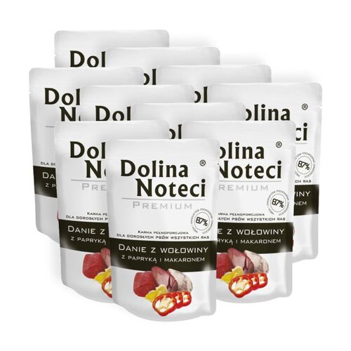 Karma dla psa DOLINA NOTECI Premium Danie z wołowiny z papryką i makaronem 10 x 100 g