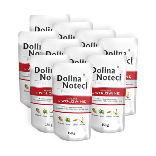 Karma dla psa DOLINA NOTECI Premium bogata w wołowinę 10 x 150 g