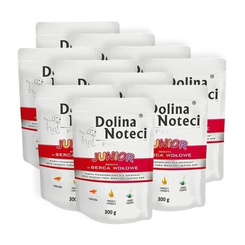 Karma dla psa DOLINA NOTECI Premium Junior bogata w serca wołowe 10 x 300 g