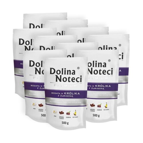 Karma dla psa DOLINA NOTECI Premium bogata w królika z żurawiną 10 x 500 g