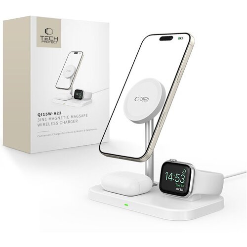 Ładowarka indukcyjna TECH-PROTECT A22 3w1 MagSafe 15W Biały