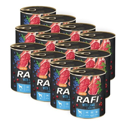 Karma dla psa RAFI z jagnięciną, borówką i żurawiną 12 x 800 g