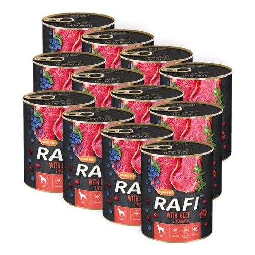 Karma dla psa RAFI z wołowiną, borówką i żurawiną 12 x 800 g