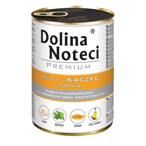 Karma dla psa DOLINA NOTECI Premium Kaczka z dynią 400 g + Karma dla psa DOLINA NOTECI Premium Gęś z ziemniakami 400 g + Karma dla psa RAFI Wołowina z borówką i żurawiną 400 g + Karma dla psa DOLINA NOTECI Premium Junior Jagnięcina 400 g