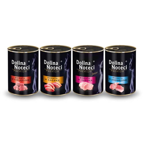 Karma dla kota DOLINA NOTECI Mix smaków Premium z cielęciną, jagnięciną, indykiem, kaczką 4 x 400 g