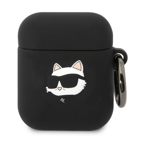 Etui na słuchawki KARL LAGERFELD Silicone Choupette Head 3D do Apple AirPods 1/2 Czarny