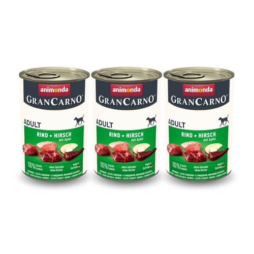 Karma dla psa ANIMONDA GranCarno Wołowina z dziczyzną i jabłkiem 3 x 400 g