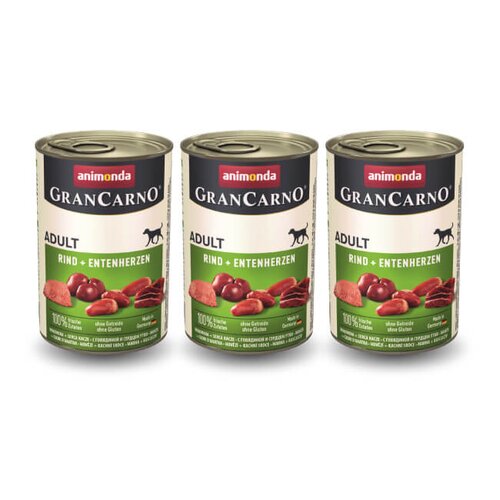Karma dla psa ANIMONDA Grancarno Wołowina i kacze serca 3 x 400 g