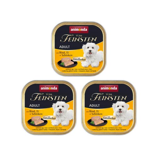 Karma dla psa ANIMONDA Vom Feinsten Wołowina z jajkiem i szynką 3 x 150 g