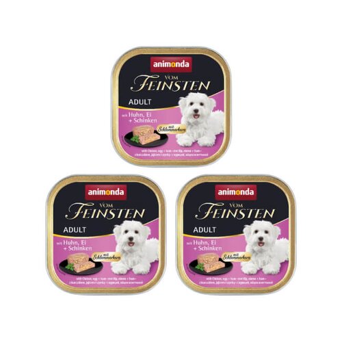 Karma dla psa ANIMONDA Vom Feinsten Kurczak z jajkiem i szynką 3 x 150 g