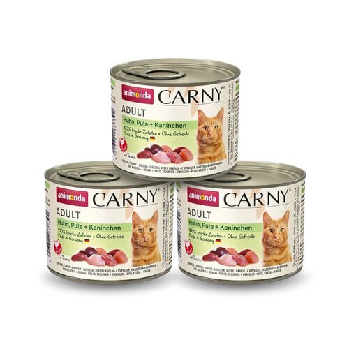 Karma dla kota ANIMONDA Carny Kurczak z indykiem i królikiem 3 x 200 g