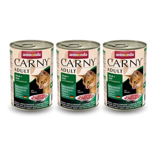 ANIMONDA Carny Adult smak: wołowina, sarnina z borówkami 3 x 400g