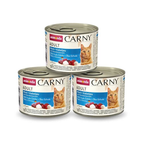 Karma dla kota ANIMONDA Carny Wołowina z dorszem i pietruszką 3 x 200 g