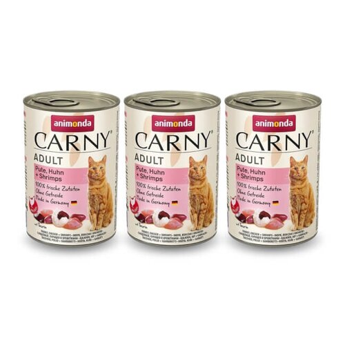 ANIMONDA Carny Adult smak: wołowina, indyk i krewetki 3 x 400g