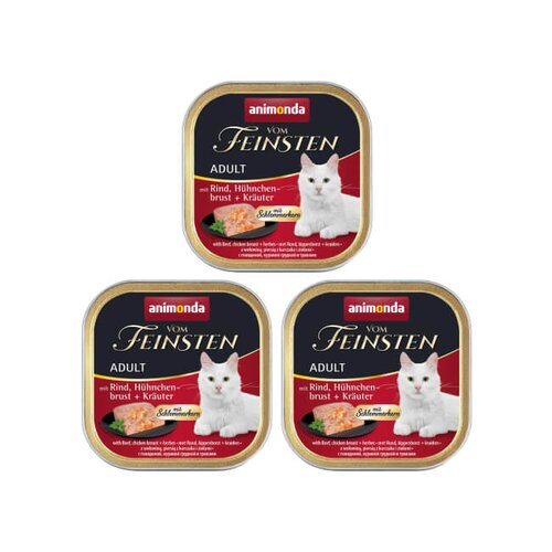 Karma dla kota ANIMONDA Vom Feinsten Wołowina z piersią z kurczaka i ziołami 3 x 100 g