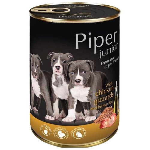 Karma dla psa PIPER Junior z żołądkami kurczaka i brązowym ryżem 400 g