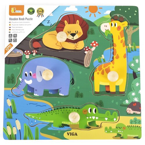 Puzzle VIGA Pierwsze puzzle z uchwytami: Dzikie zwierzęta 44593 (4 elementy)