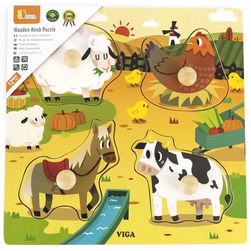 Puzzle VIGA Pierwsze puzzle z uchwytami: Farma 44592 (4 elementy)