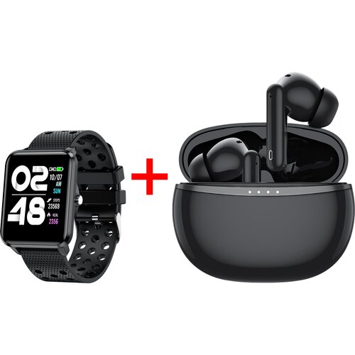 Smartwatch BEMI Kix-M Czarny + Słuchawki Tutti