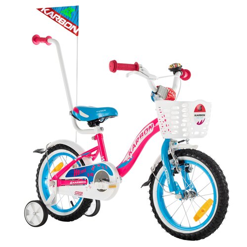 Rower dziecięcy KARBON Mimi 14 cali dla dziewczynki Różowo-niebieski