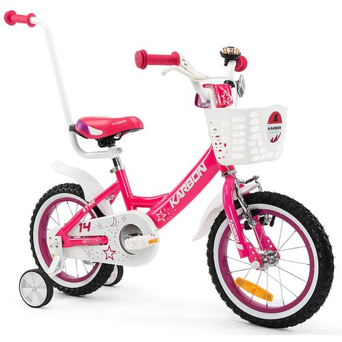 Rower dziecięcy KARBON Star 14 cali dla dziewczynki Różowo-biały