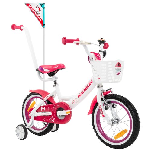 Rower dziecięcy KARBON Star 14 cali dla dziewczynki Biało-różowy