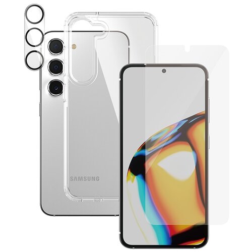 Etui PANZERGLASS HardCase Antibacterial do Samsung Galaxy S23 Przezroczysty + Szkło Ultra-Wide Fit + Szkło Camera Lens