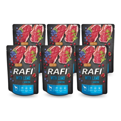Karma dla psa RAFI z jagnięciną, borówką i żurawiną 6 x 300 g