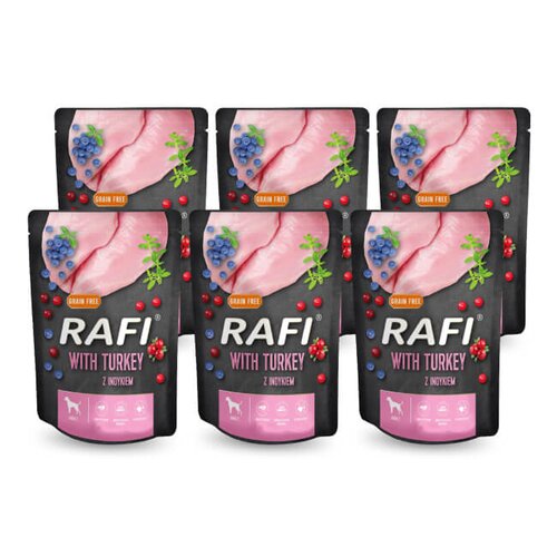 Karma dla psa RAFI z indykiem, borówką i żurawiną 6 x 300 g