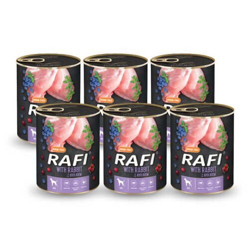 Karma dla psa RAFI z królikiem, borówką i żurawiną 6 x 800 g