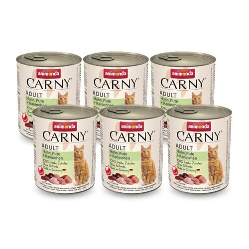 Karma dla kota ANIMONDA Carny Kurczak z indykiem i królikiem 6 x 400 g
