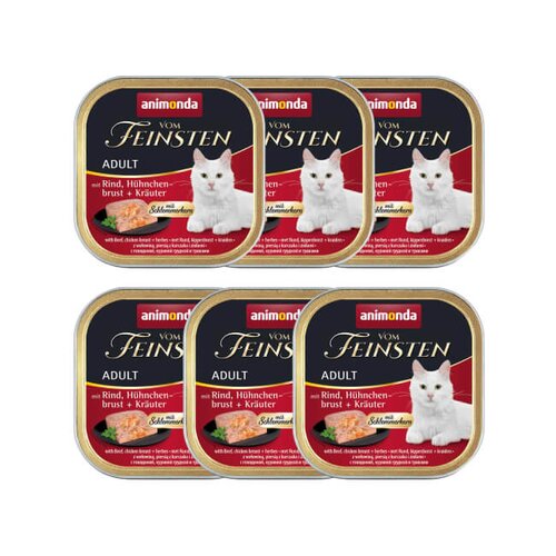 Karma dla kota ANIMONDA Vom Feinsten Wołowina z piersią z kurczaka i ziołami 6 x 100 g