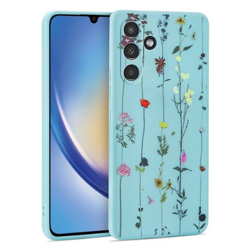 Etui TECH-PROTECT Mood do Samsung Galaxy A34 5G Niebieski Kwiatuszki