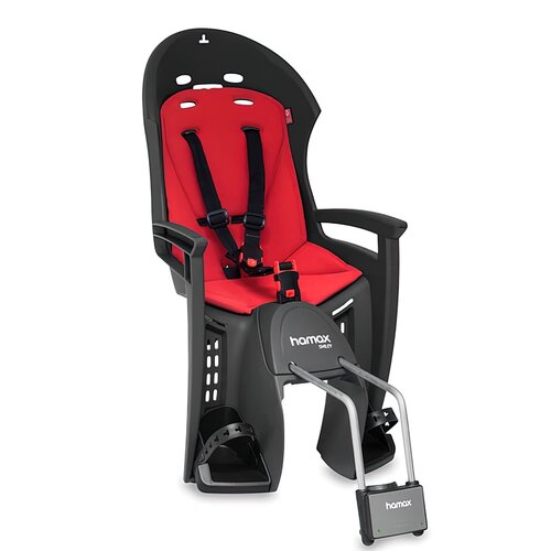 Fotelik rowerowy HAMAX Smiley Tylny Rura podsiodłowa 22kg Szaro-czerwony