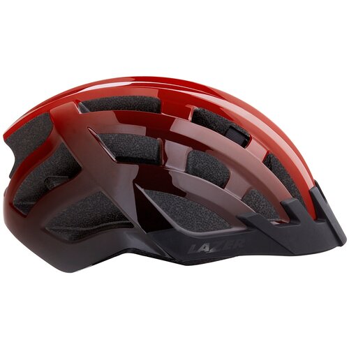 Kask rowerowy LAZER Compact DLX Czerwono-czarny MTB z lampką (rozmiar 54-61)