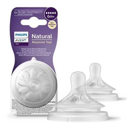 Smoczek PHILIPS Avent Natural SCY965/02 Przezroczysty 6 m+ (2 sztuki)