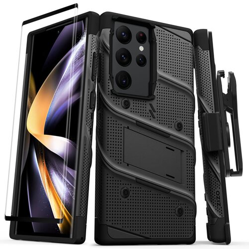 Etui ZIZO Bolt do Samsung Galaxy S23 Ultra Czarny + Szkło hartowane 9H