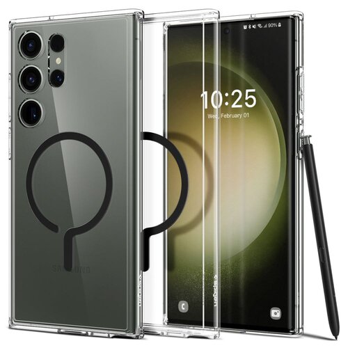 Etui SPIGEN Ultra Hybrid OneTap Ring MagSafe do Samsung Galaxy S23 Ultra Przezroczysto-czarny