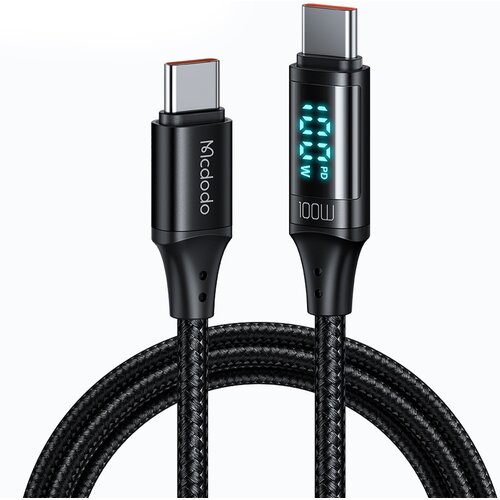 Kabel USB-C - USB-C MCDODO CA-1100 z wyświetlaczem LCD 100W 1.2 m Czarny