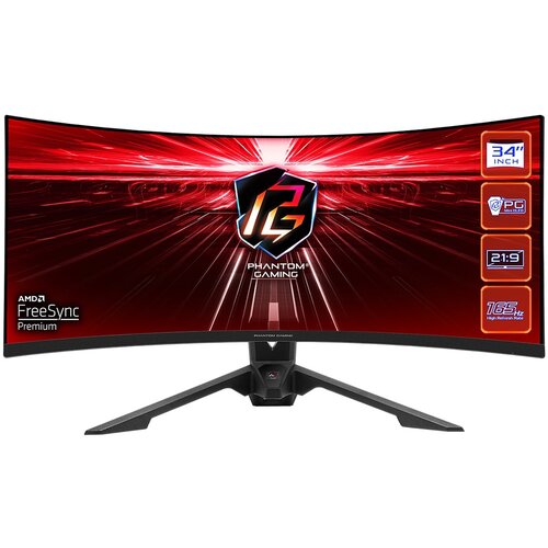 Monitor ASROCK Phantom Gaming PG34WQ15R3A 34" 3440x1440px 165Hz 1 ms [MPRT] Curved