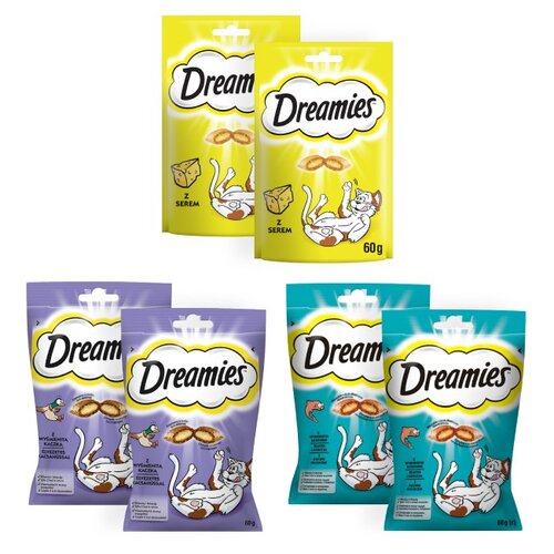 Przysmak dla kota DREAMIES Kaczka, Łosoś, Żółty ser 6 x 60 g