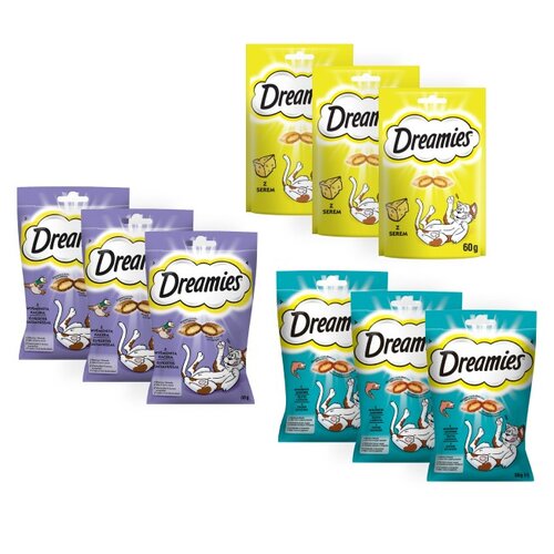 Przysmak dla kota DREAMIES Kaczka, Łosoś, Żółty ser 9 x 60 g