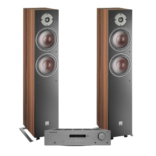 Zestaw stereo CAMBRIDGE AUDIO AXR100 + Kolumny głośnikowe DALI OBERON 7 (Ciemny orzech)