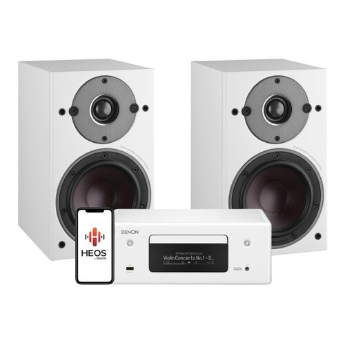 Zestaw stereo DENON RCDN-10 (Biały) + Kolumny głośnikowe DALI OBERON 1 (Białe)