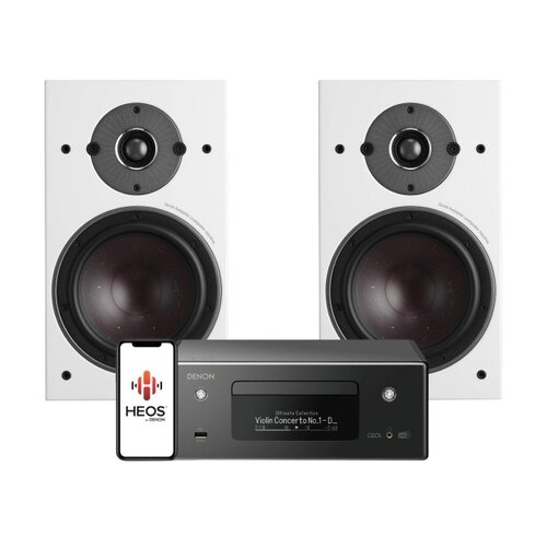 Zestaw stereo DENON RCDN-11 (Czarny) + Kolumny głośnikowe DALI OBERON 3 (Białe)